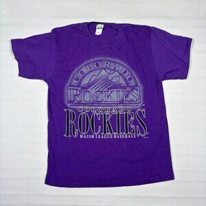 Vintage 1994 Colorado Rockies MLB T Shirt Large Competitor Purple Single Stitch
